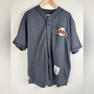 VTG Cooperstown Collection Gray Button Up Jersey Style Shirt SF Giants Size Med.